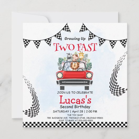 ツーファースト ワイルドジャングル レースカーパーティー 2歳の誕生日 (正面)