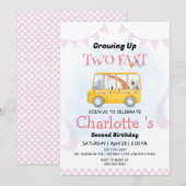 ツーファースト ワイルドジャングル レースカーパーティー 2歳の誕生日 招待状 (正面/裏面)