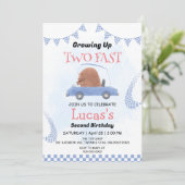 ツーファースト ワイルドジャングル レースカーパーティー 2歳の誕生日 招待状 (スタンド正面)