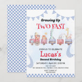 ツーファースト ワイルドジャングル レースカーパーティー 2歳の誕生日 招待状 (正面/裏面)