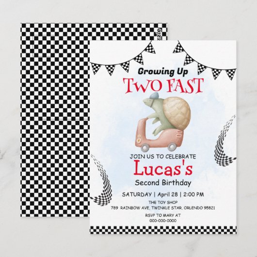 ツーファースト ワイルド タートル バイク 2歳の誕生日パーティー ポストカード (正面/裏面)