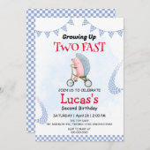 ツーファースト ワイルド ポルクピーネ バイク 2歳の誕生日パーティー 招待状 (正面/裏面)