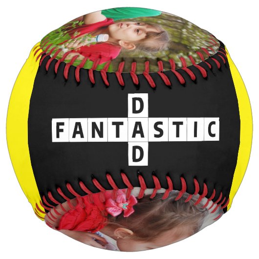 ツーフォトクロスワードパズル最高のエバーファンタスティックパパ ソフトボール (正面)