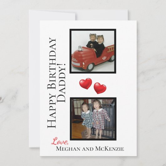 ツーフォトハッピーバースデーダディパーソナライズされたカード カード (正面)