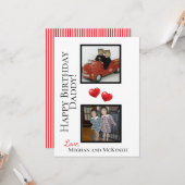 ツーフォトハッピーバースデーダディパーソナライズされたカード カード (正面/裏面インサイチュ)