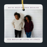 ツーフォトパープルフレンド最高のスノーフォールホリデー セラミックオーナメント<br><div class="desc">2フォトミニマル紫色の白い色の最高の友人の雪降クリスマスホリデーセラミックオーナメント</div>