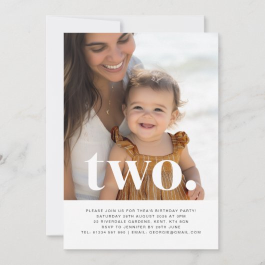 ツーフォトファースト誕生日招待状 招待状 (正面)