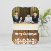 ツーフォトフロントバックウッ素朴ドルックホリデーカード シーズンカード (スタンド正面)