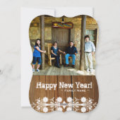 ツーフォトフロントバックウッ素朴ドルックホリデーカード シーズンカード (裏面)