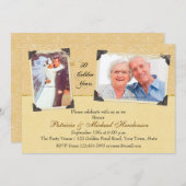 ツーフォト ゴールデン アニバーサリー ダマスク 招待状 (正面/裏面)