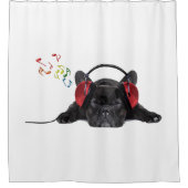 ツーフランスのンに入る黒いブルドッグ シャワーカーテン (正面)