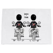 ツーブリデスバイクもしくは自転車に乗る人結婚バイク ラージペーパーバッグ (正面)