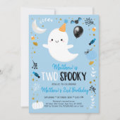 ツーブルー不気味幽霊ハロウィン誕生日 招待状 (正面)