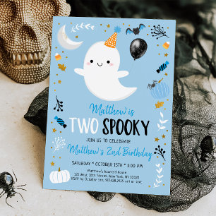 ツーブルー不気味幽霊ハロウィン誕生日 招待状