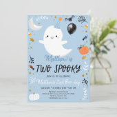 ツーブルー不気味幽霊ハロウィーン誕生日 招待状 (スタンド正面)