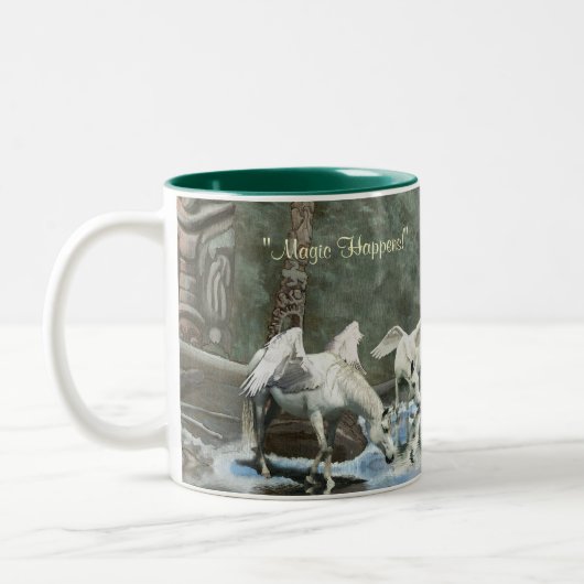 ツーペガシドリーバイトーテムポールファンタジーアートマグ ツートーンマグカップ (左)