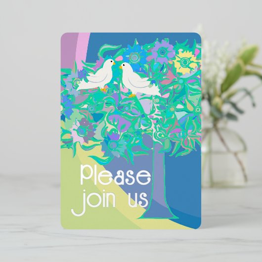 ツーホワイトドヴアールデコスタイル 箔招待状 (立ち正面)