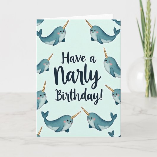ツーホーンの水生生物の誕生日カード カード (正面)