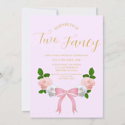 ツーボーファンシーフローラ誕生日 招待状 (正面)