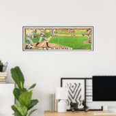 ツーメンズダウンヴィンテージパノラマベースボールゲーム ポスター (ホームオフィス)