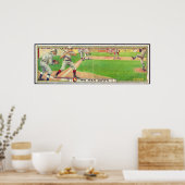 ツーメンズダウンヴィンテージパノラマベースボールゲーム ポスター (キッチン)