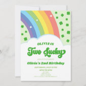 ツーラッキーなセントパトリックデーの2歳の誕生日パーティー 招待状 (正面)