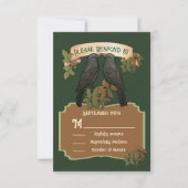 ツーラブバードフォークアートウェディングRSVP 招待状 (正面)