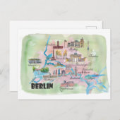 ツーリスティックお気に入りのな場所を持つベルリンの地図 ポストカード (正面/裏面)