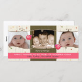 ツーリトルオーナメントホリデーフォトカード シーズンカード (正面/裏面)