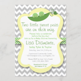ツーリトルスイートピーズツインズベビーシャワー招待状 招待状