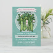 ツーリトルスイートピーズツインズベビーシャワー招待状 招待状 (スタンド正面)