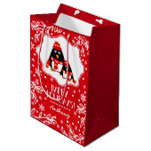 ツーリトルペンギン名前をカスタムするクリスマス ミディアムペーパーバッグ (正面アングル)