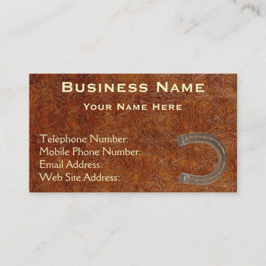 ツーリフェイクドレザーウェスタンスタイルIVビズカード 名刺 (正面)