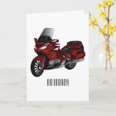 ツーリングオートバイカートゥーンイラストレーション カード (黄色い花)