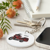 ツーリングオートバイカートゥーンイラストレーション キーホルダー (正面右)