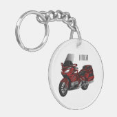 ツーリングオートバイカートゥーンイラストレーション キーホルダー (正面左)
