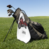 ツーリングオートバイカートゥーンイラストレーション ゴルフタオル (グリーン)