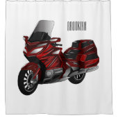 ツーリングオートバイカートゥーンイラストレーション シャワーカーテン (正面)