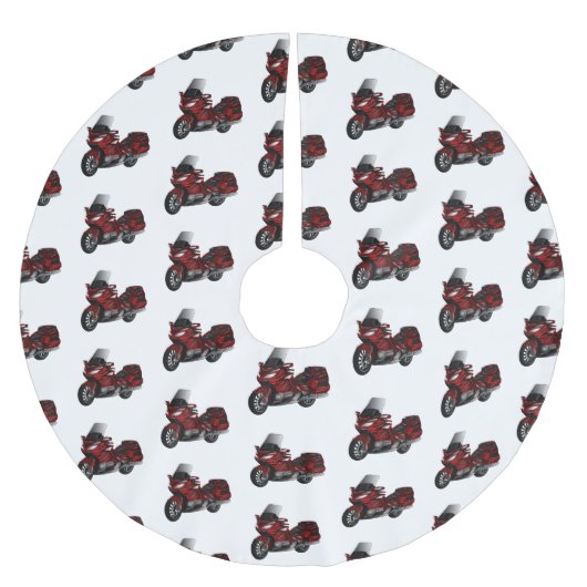 ツーリングオートバイカートゥーンイラストレーション ブラッシュドポリエステルツリースカート (正面)