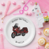ツーリングオートバイカートゥーンイラストレーション ペーパープレート (パーティー)