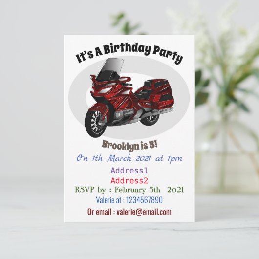 ツーリングオートバイカートゥーンイラストレーション 招待状 (スタンド正面)