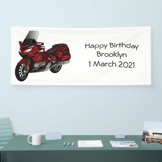 ツーリングオートバイカートゥーンイラストレーション 横断幕 (トレードショー)