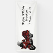 ツーリングオートバイカートゥーンイラストレーション 横断幕 (縦)