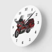 ツーリングバイクの漫画イラスト ラウンド壁時計 (傾斜)