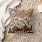 ツーリング素朴レザーとアンティークレースウェスタン クッション (ブランケット)