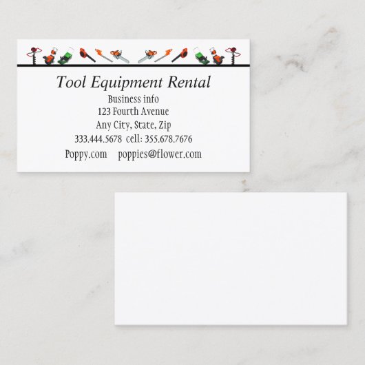 ツールと開発レンタルカスタムの名刺 名刺 (正面/裏面)