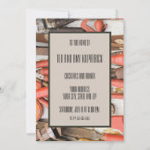 ツールのアンティーク ラスティック レッド マン ツール 招待状 (裏面)