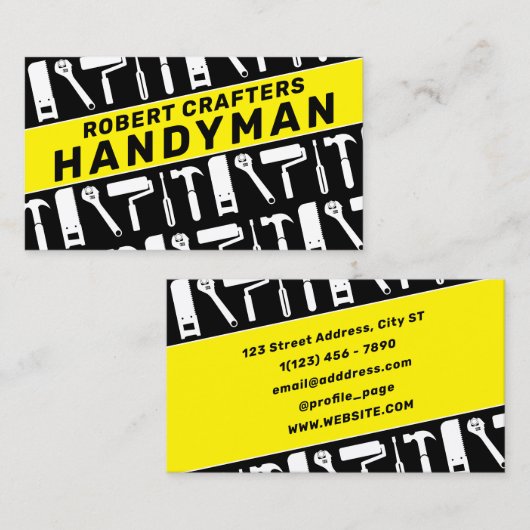 ツールのパターンが黒い黄色 名刺 (正面/裏面)