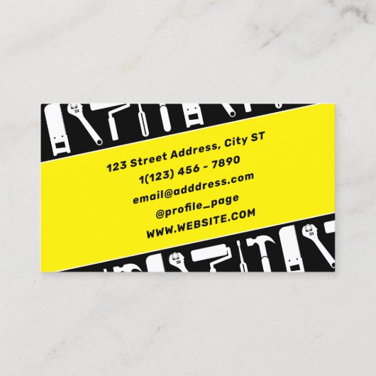 ツールのパターンが黒い黄色 名刺 (裏面)