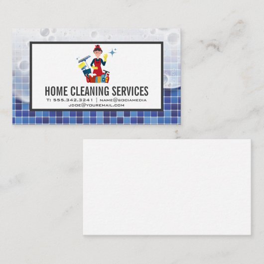 ツールを使用したレディのクリーニング | 石鹸と浴室のタイル 名刺 (正面/裏面)